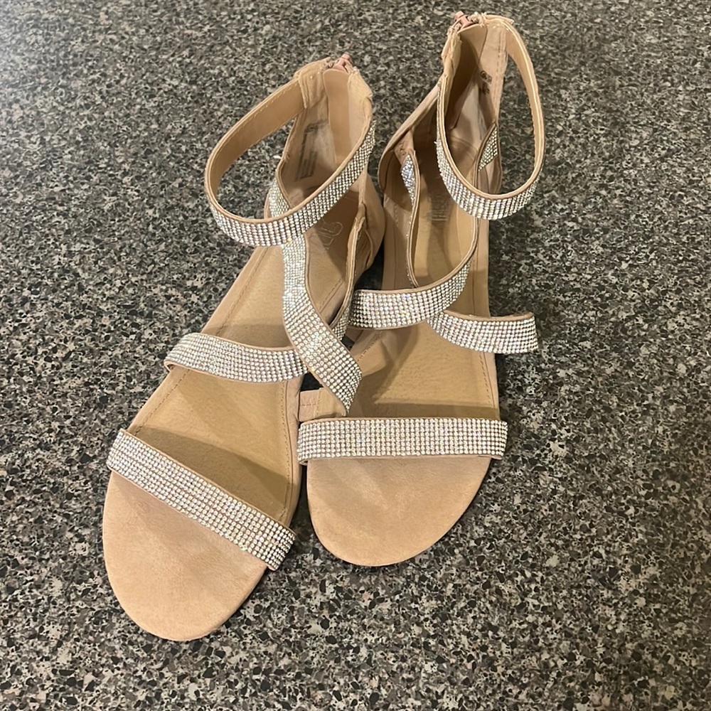 Bedazzled flat sandals